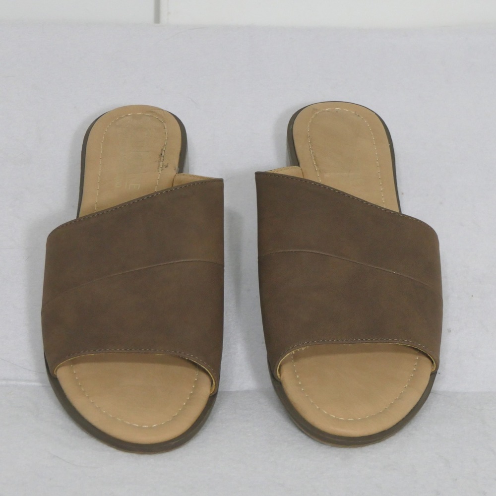 Catherine Malandrino Women Slide Sandals 9 Brown Minimalist Chic Earthy Boho